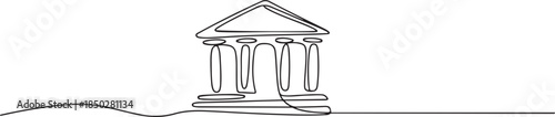 Bank icon in one line continuous drawing vector. Continuous outline of a theater icon, Bank, bank building, court, building with pro. one line Icon drawing