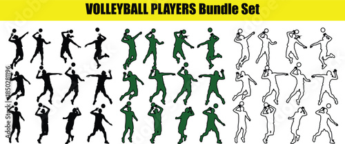 Volleyball Players Action Silhouettes