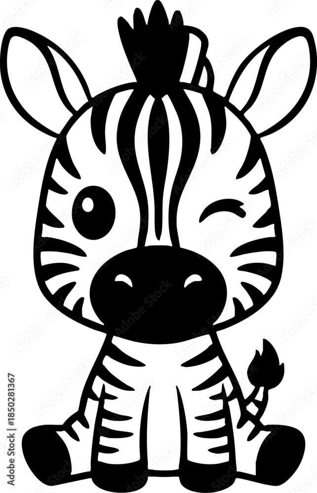 Naklejka premium Cute winking baby zebra cartoon character vector illustration