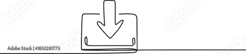 Continuous line download icon. drawing one line download sign. simple line download sign mobile phone, laptop, computer, Continuous Line Drawing of Download Icon. one line Icon drawing