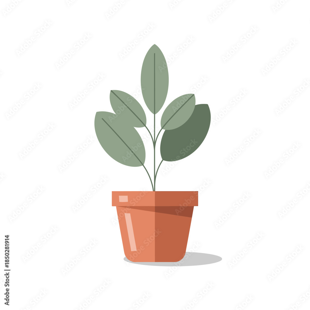 Obraz premium Minimalist potted plant illustration evoking freshness and decorative simplicity suitable for