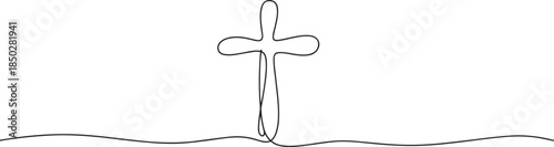 Cross icon icon line continuous editable drawing. One line christianity, orthodox cross. Christian cross. Continuous line drawing. one line Icon drawing