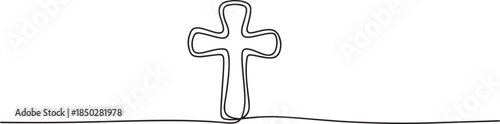 Cross icon icon line continuous editable drawing. One line christianity, orthodox cross. Christian cross. Continuous line drawing. one line Icon drawing