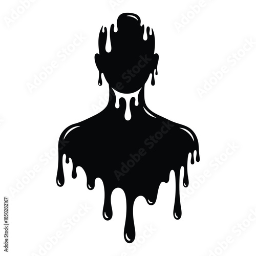 Silhouette with dripping substance isolated on white background, Vector