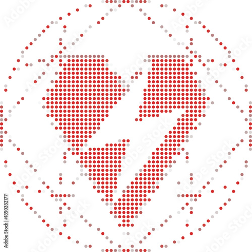 Broken Heart Dot Pattern Vector Illustration, Relationship Failure Symbol, Emotional Distress Design