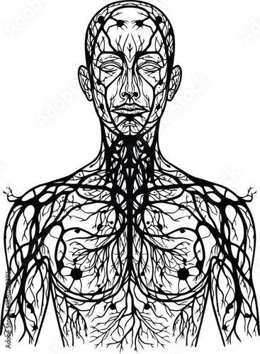 Human vascular system isolated on white background, Vector