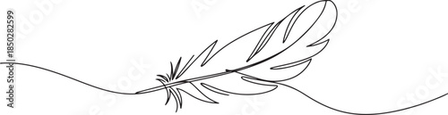 Bird feather continuous one line drawing of bird feather icon Isolated on white background vector illustration, Continuous Line Drawing of Feather Icon. one line Icon drawing