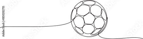 Football ball one line art. Continuous line drawing of soccer ball, sport, running, ball sports, activity, athlete, game, training, goal, play. one line Icon drawing