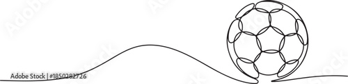Football ball one line art. Continuous line drawing of soccer ball, sport, running, ball sports, activity, athlete, game, training, goal, play. one line Icon drawing