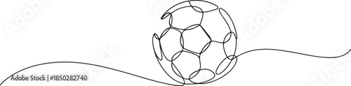 Football ball one line art. Continuous line drawing of soccer ball, sport, running, ball sports, activity, athlete, game, training, goal, play. one line Icon drawing