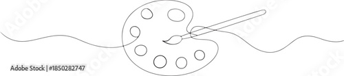 A single line drawing of a palette. Continuous line coloring palette icon. one line Icon drawing