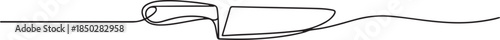 Continuous one line art drawing of knife outline vector illustration, Kitchen knife one line continuous drawing. one line Icon drawing
