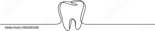 Teeth icon continuous one line drawing outline vector illustration. one line Icon drawing