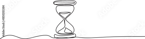 One continuous line drawing of sand hourglass. Vintage timer as Countdown concept, Hourglass drawn one line drawing. one line Icon drawing