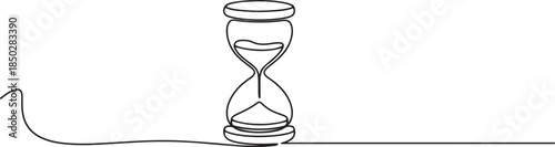 One continuous line drawing of sand hourglass. Vintage timer as Countdown concept, Hourglass drawn one line drawing. one line Icon drawing