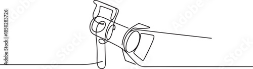 Line continuous drawing vector Searchlight icon. One line Theater spotlight icon. one line Icon drawing
