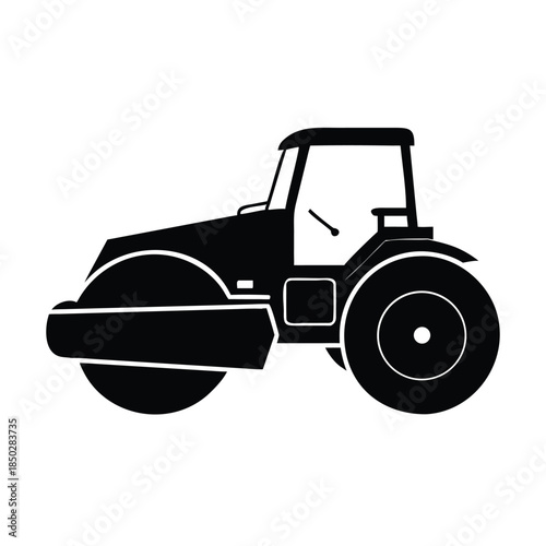 Vector Icon of a Roadroller Compactor, Crucial Heavy Equipment for Modern Construction and Roadwork