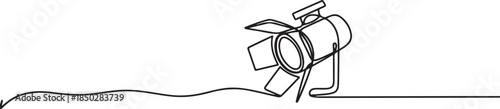Line continuous drawing vector Searchlight icon. One line Theater spotlight icon. one line Icon drawing