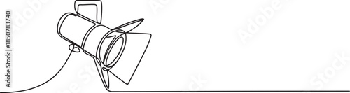 Line continuous drawing vector Searchlight icon. One line Theater spotlight icon. one line Icon drawing