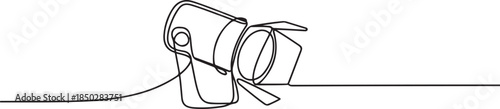 Line continuous drawing vector Searchlight icon. One line Theater spotlight icon. one line Icon drawing