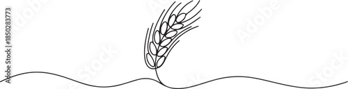A single line drawing of a spikelet. Continuous line thanksgiving ear icon. one line Icon drawing