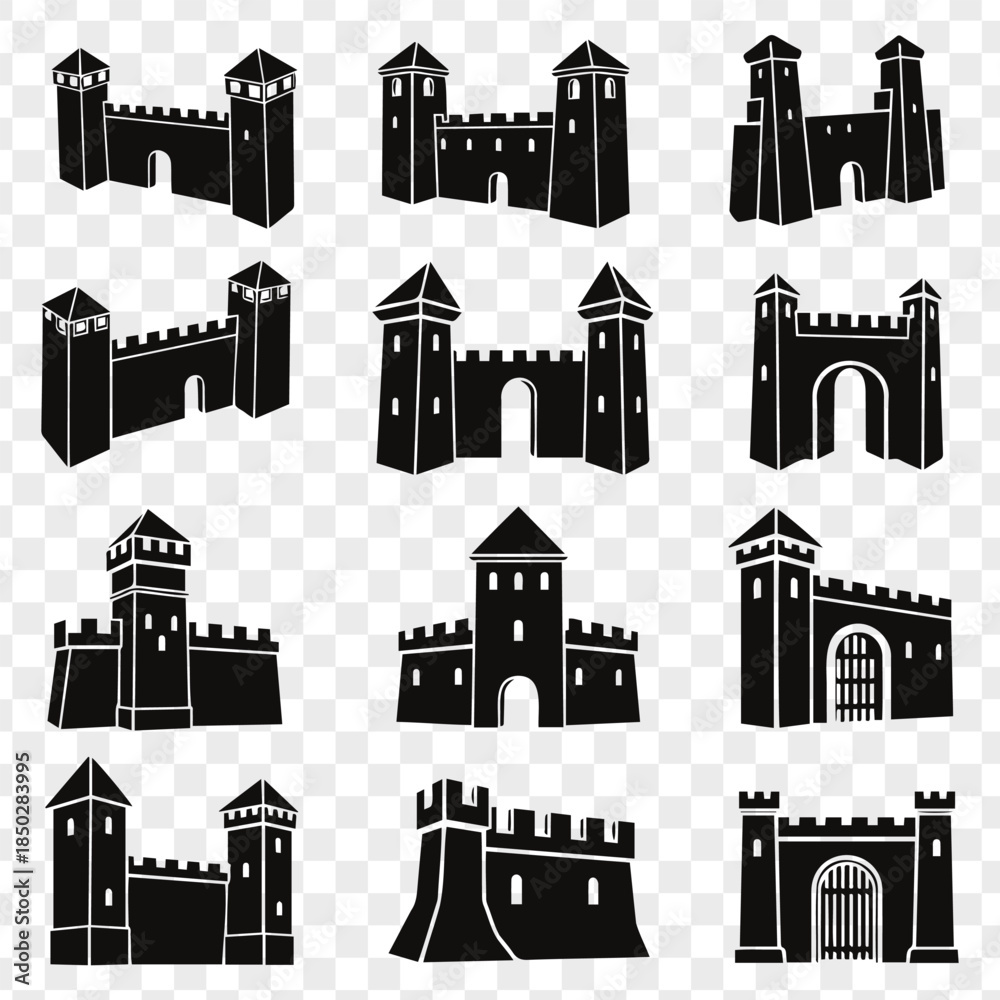 Obraz premium Set of Castle Silhouettes Illustration
