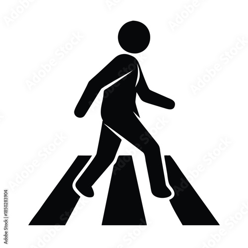 Pedestrian Crosswalk Symbol for Safety and Traffic Guidance Indicating Walking Movement