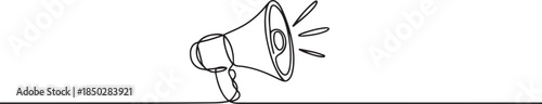 Megaphone icon continuous one line drawing of isolated outline flat vector illustration. one line Icon drawing