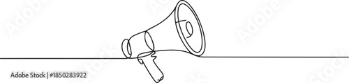 Megaphone icon continuous one line drawing of isolated outline flat vector illustration. one line Icon drawing