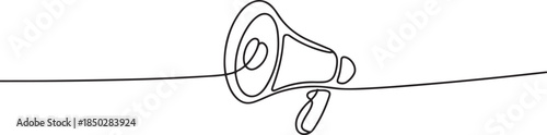 Megaphone icon continuous one line drawing of isolated outline flat vector illustration. one line Icon drawing