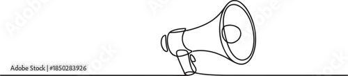 Megaphone icon continuous one line drawing of isolated outline flat vector illustration. one line Icon drawing