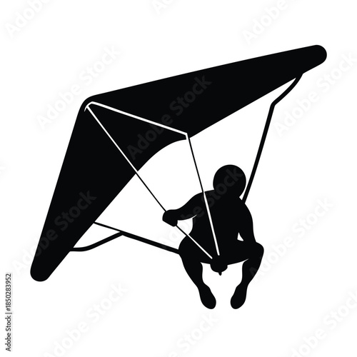 Extreme Sport Hang Gliding Glider Icon with Person Flying for Adventure and Outdoor Leisure Activities