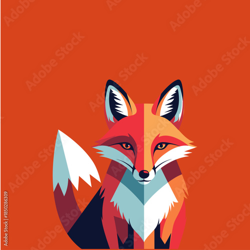 Fox minimalistic icon logo flat vector design