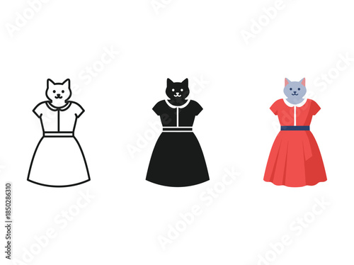 Cat in dress illustration set