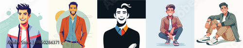 vector of a smiling young man