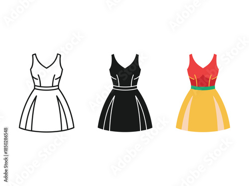 Three Colorful Dresses Illustration