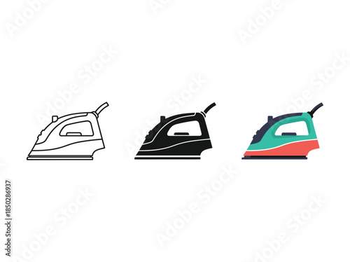 Iron icons set in different colors