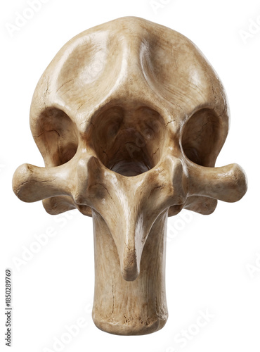 Brachiosaurus cervical vertebra featuring an elongated centrum and broad neural arch.