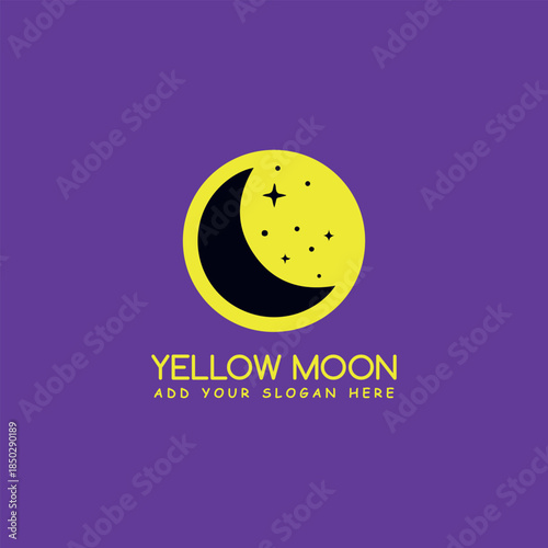 yellow moon logo design vector	