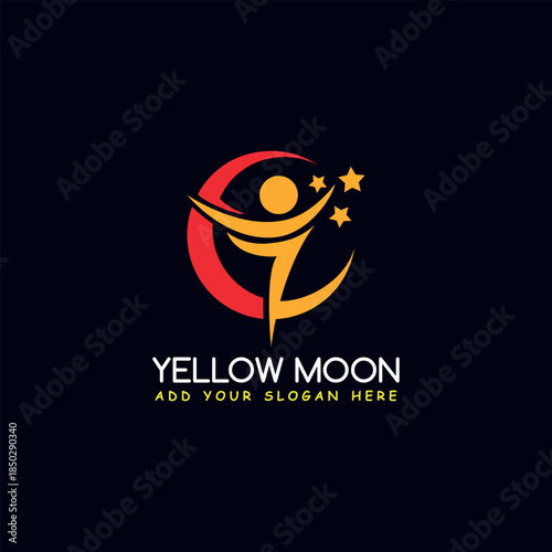 yellow moon logo design vector	