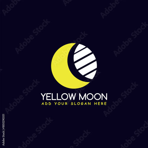 yellow moon logo design vector	
