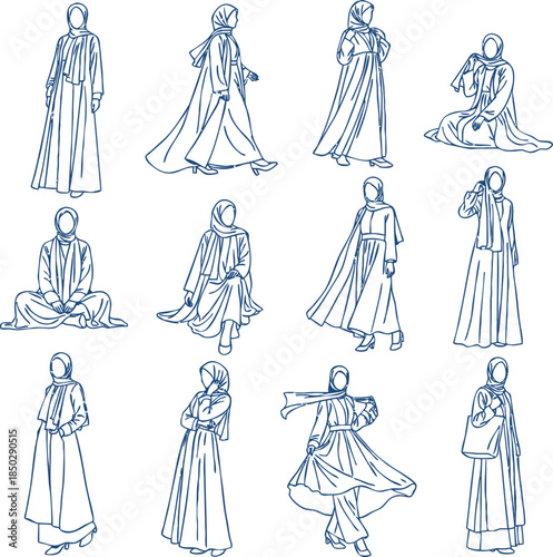 Elegant Muslim Women in Traditional Modest Fashion Posing Gracefully hijab woman