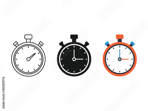 Stopwatch icons set outline colorful