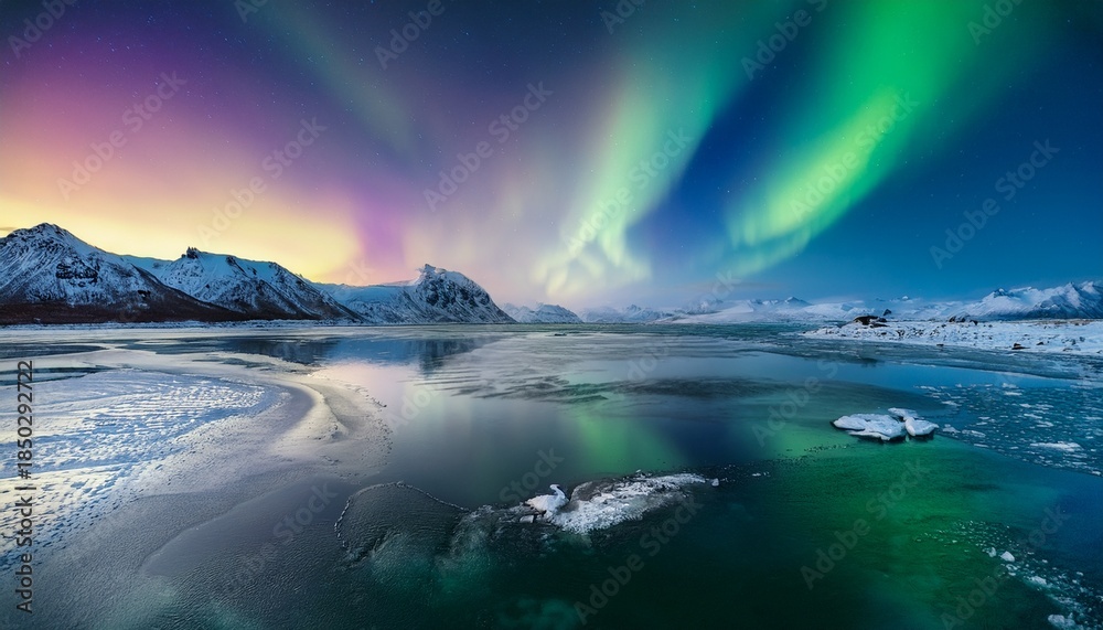 Fototapeta premium Aurora Over The Frozen Silence