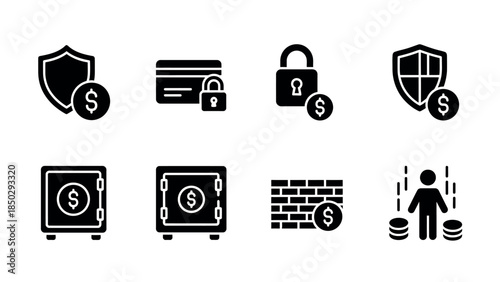 Financial security icons for business and banking concepts