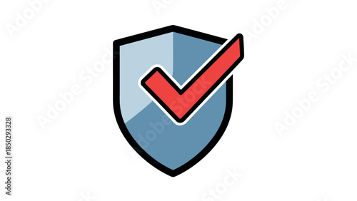 Secure protection shield with red checkmark for safety