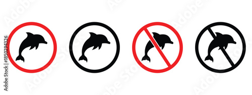 Dolphin Vector Icon Set – Bold Black Silhouette, Minimal Cartoon Illustration and Simple Clip Art