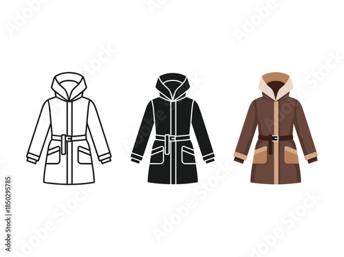 Parka Jacket Vector Illustration Set