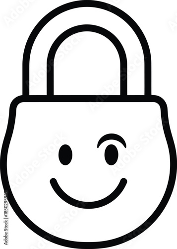 Smiling lock icon with winking face