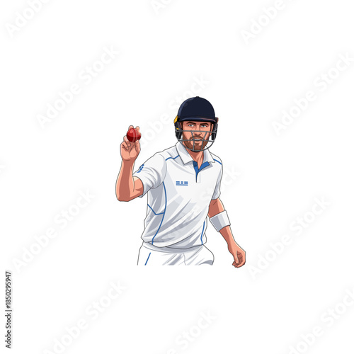 Obraz na płótnie Cricket fielder with a bowl in hand icon logo flat vector design